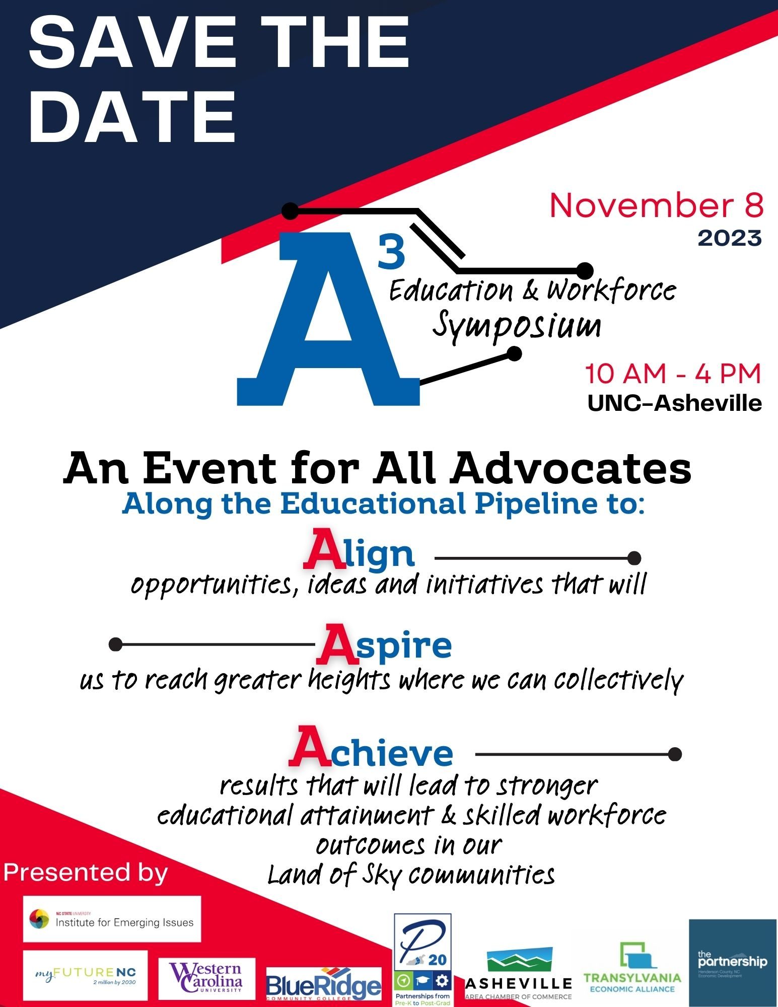 Save the Date - A3 Education & Workforce Symposium on 11/8 at UNCA