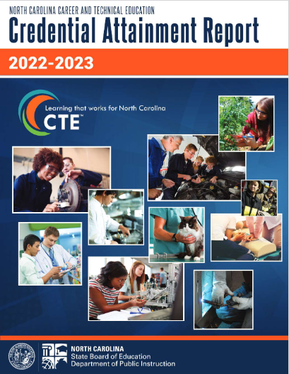 Cover of 2022-2023 CTE Credential Attainment Report by NC DPI